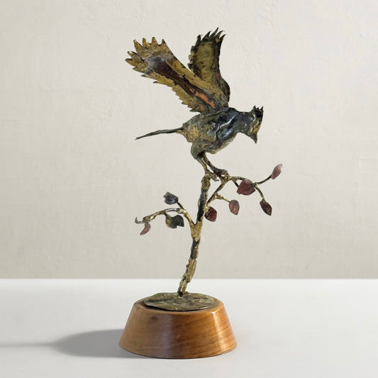 Vintage Bronze Abstract Bird Sculpture