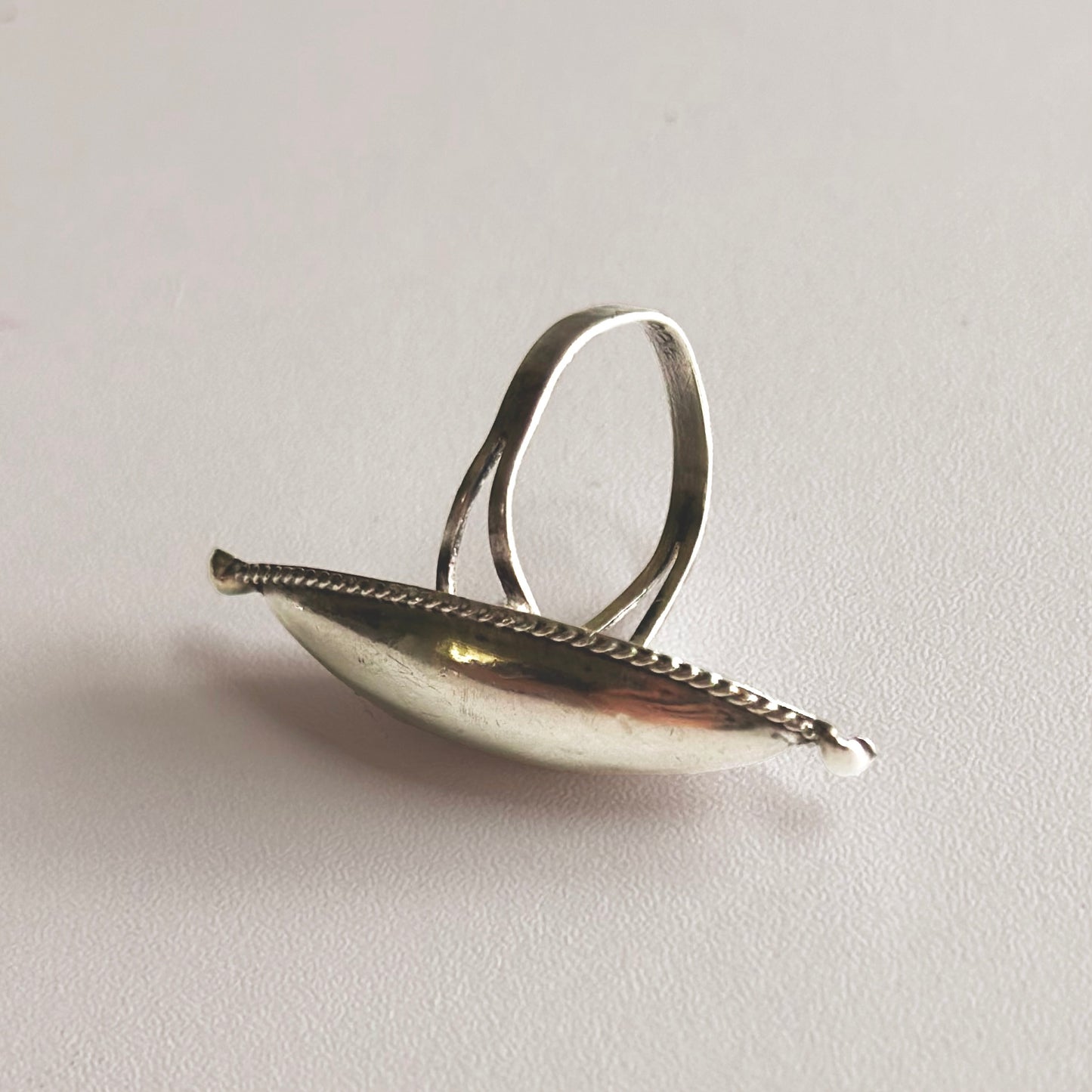 Vintage Sterling Silver Long Ring with Sphere Details
