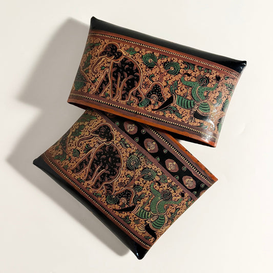 Vintage Lacquered 2-Piece Pouch
