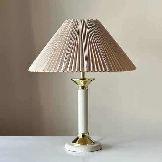 Vintage White and Brass Hollywood Regency Lamp