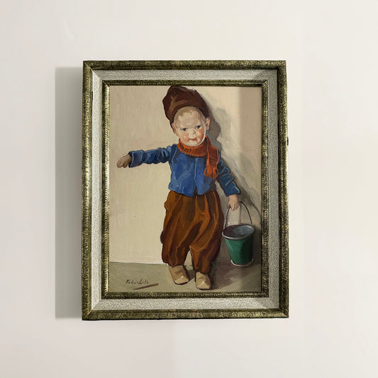 Vintage 50s Oil Painting by Lolly Feher, Boy