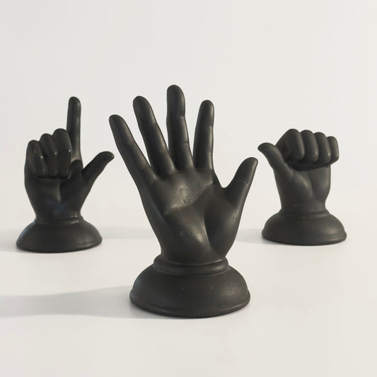 Modern Black Ceramic Hands, Set of Three