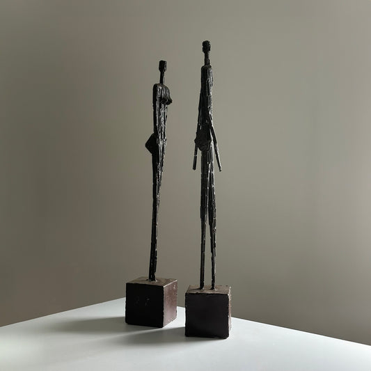 Brutalist Giacometti-Style Sculptures, Pair