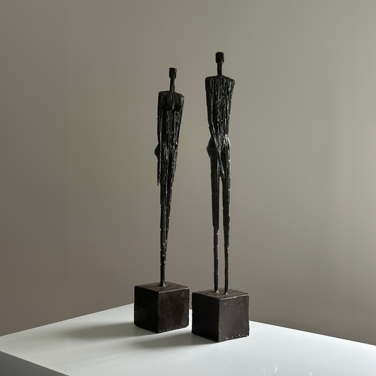 Brutalist Giacometti-Style Sculptures, Pair