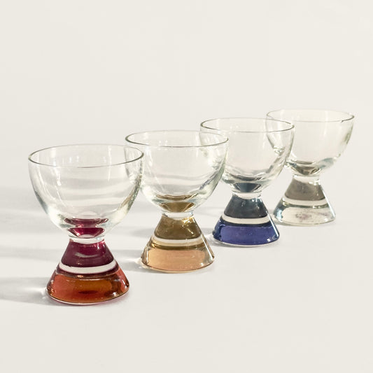 Vintage Rainbow Cordial Glasses, Set of Four