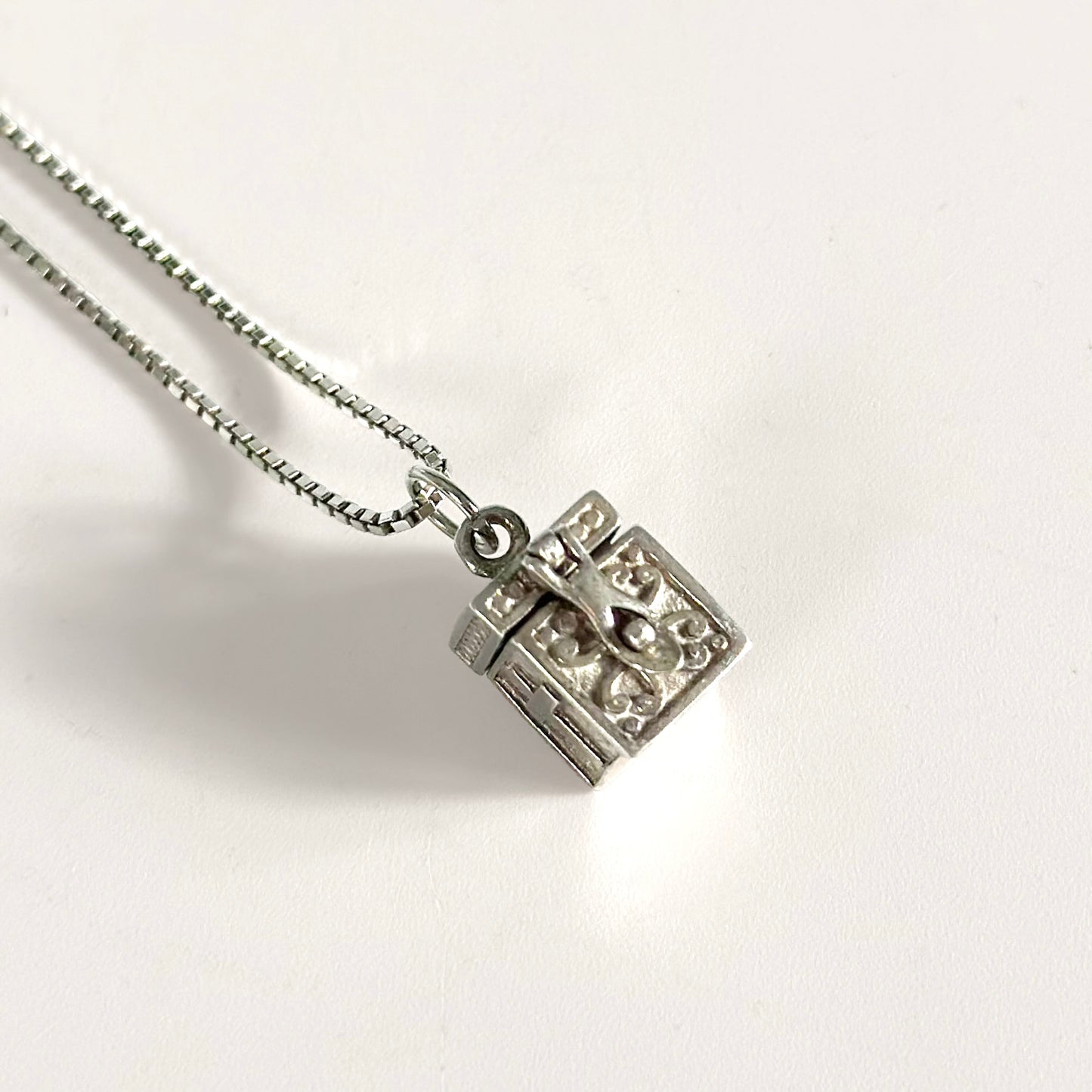 Vintage Sterling Silver Prayer Box Necklace