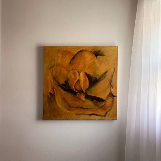 Original Abstract Floral Painting on Canvas, Signed