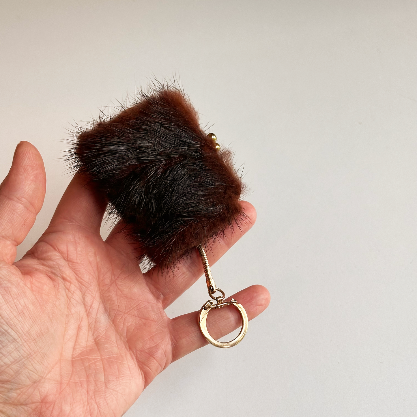 Antique Fur Change Purse Keychain