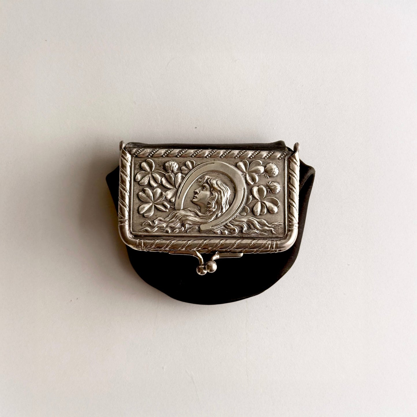 Antique Silver and Leather Change Purse