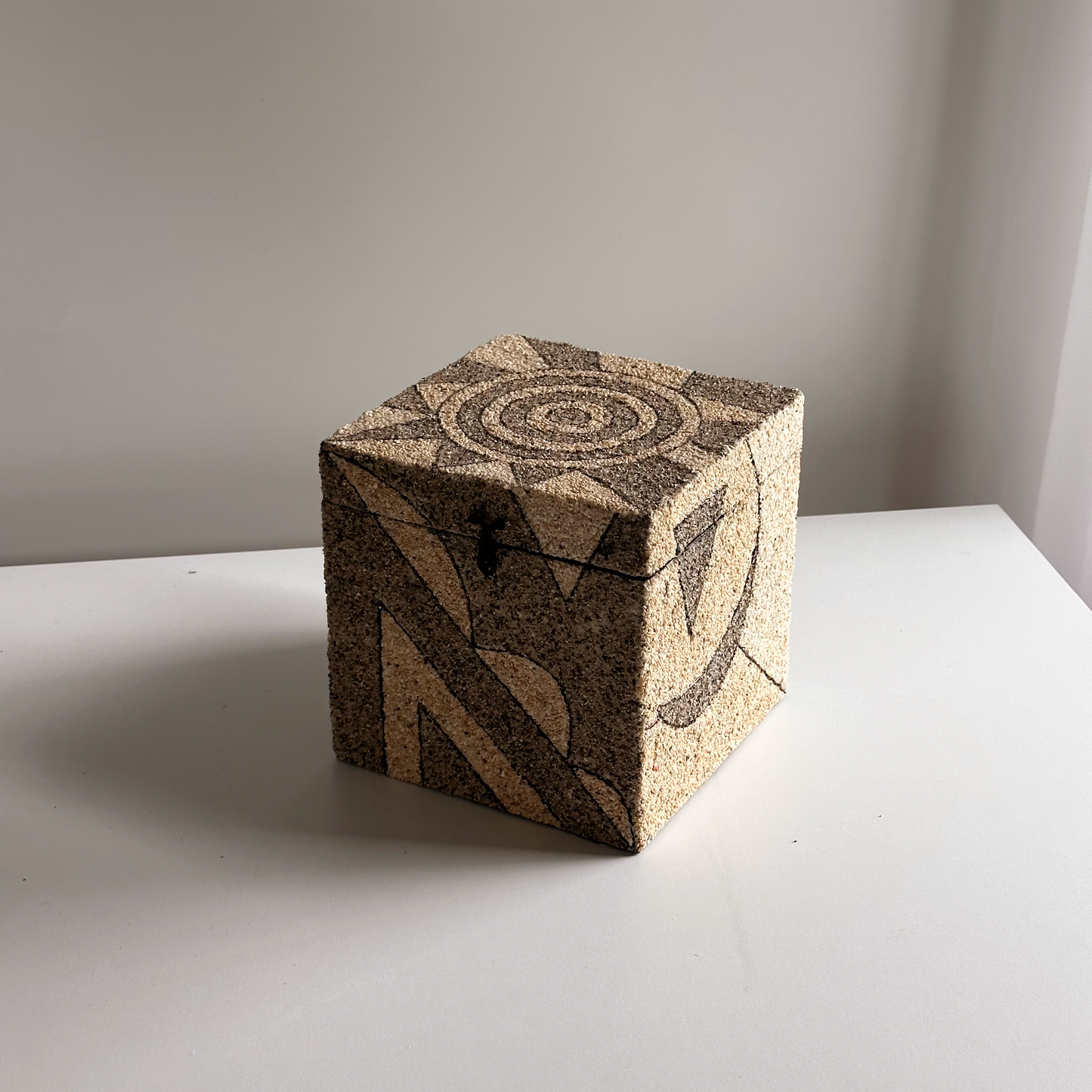 Artisan-Crafted Metal Box with Pebbled Abstract Finish