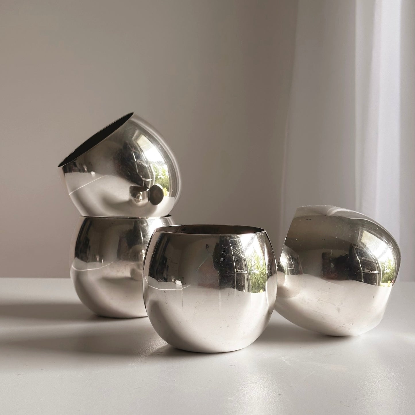 Vintage Silver-Plated Cocktail Glasses, S/4