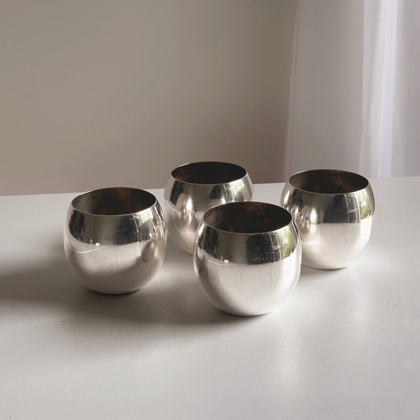 Vintage Silver-Plated Cocktail Glasses, S/4