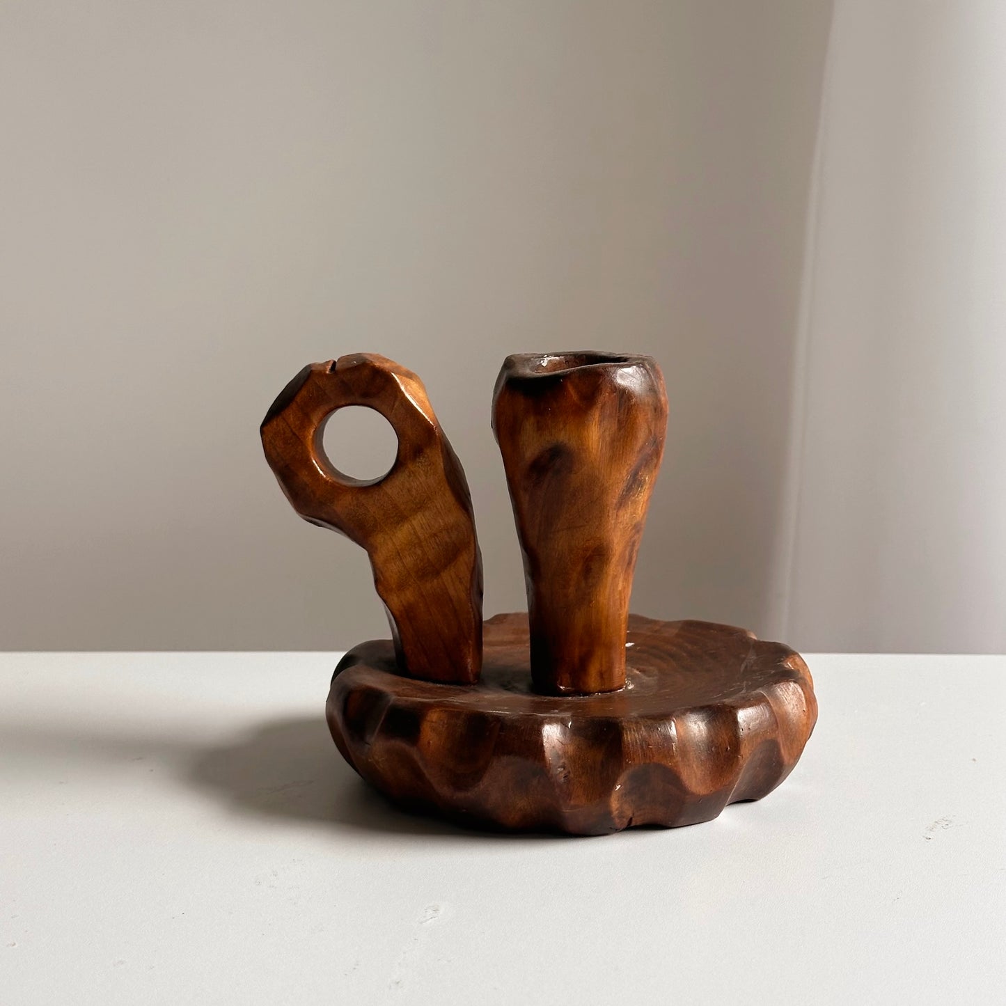 Vintage Handcrafted Wood Candleholder