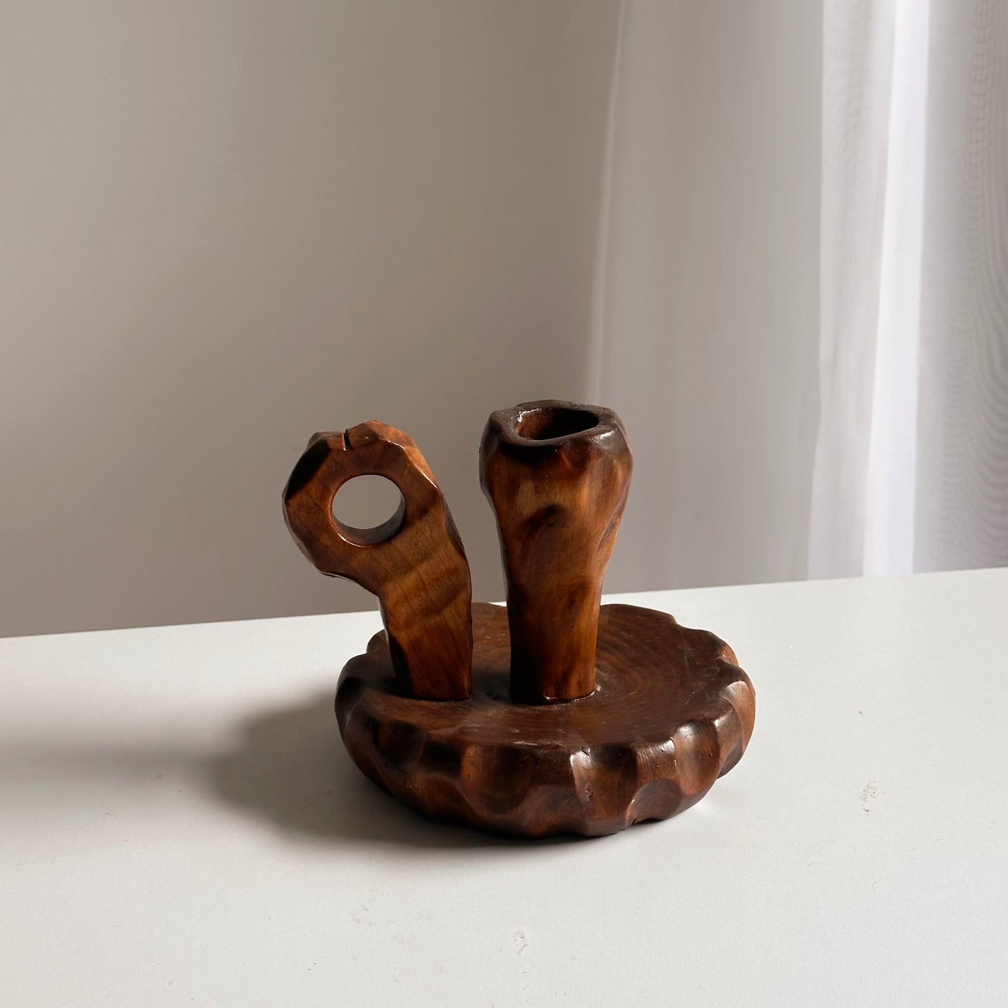Vintage Handcrafted Wood Candleholder