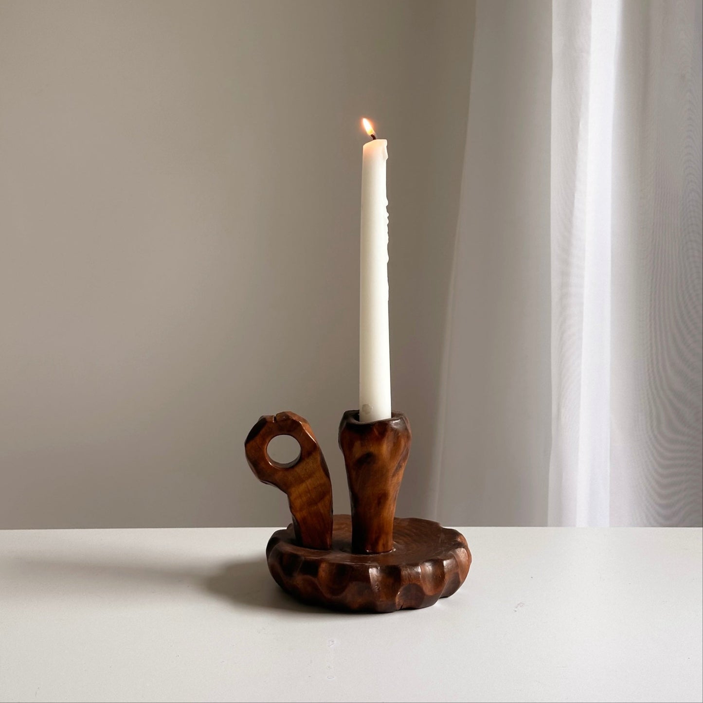 Vintage Handcrafted Wood Candleholder