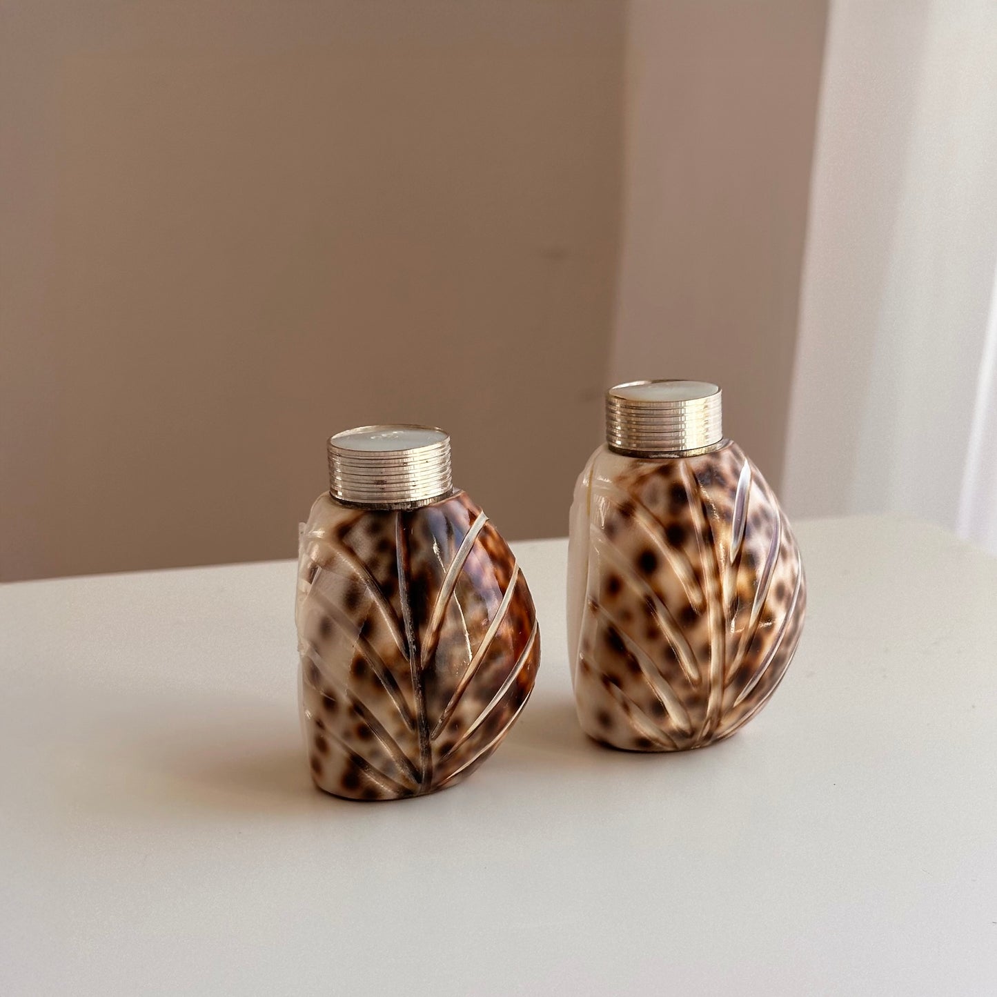 Vintage Handmade Shell S&P Shakers