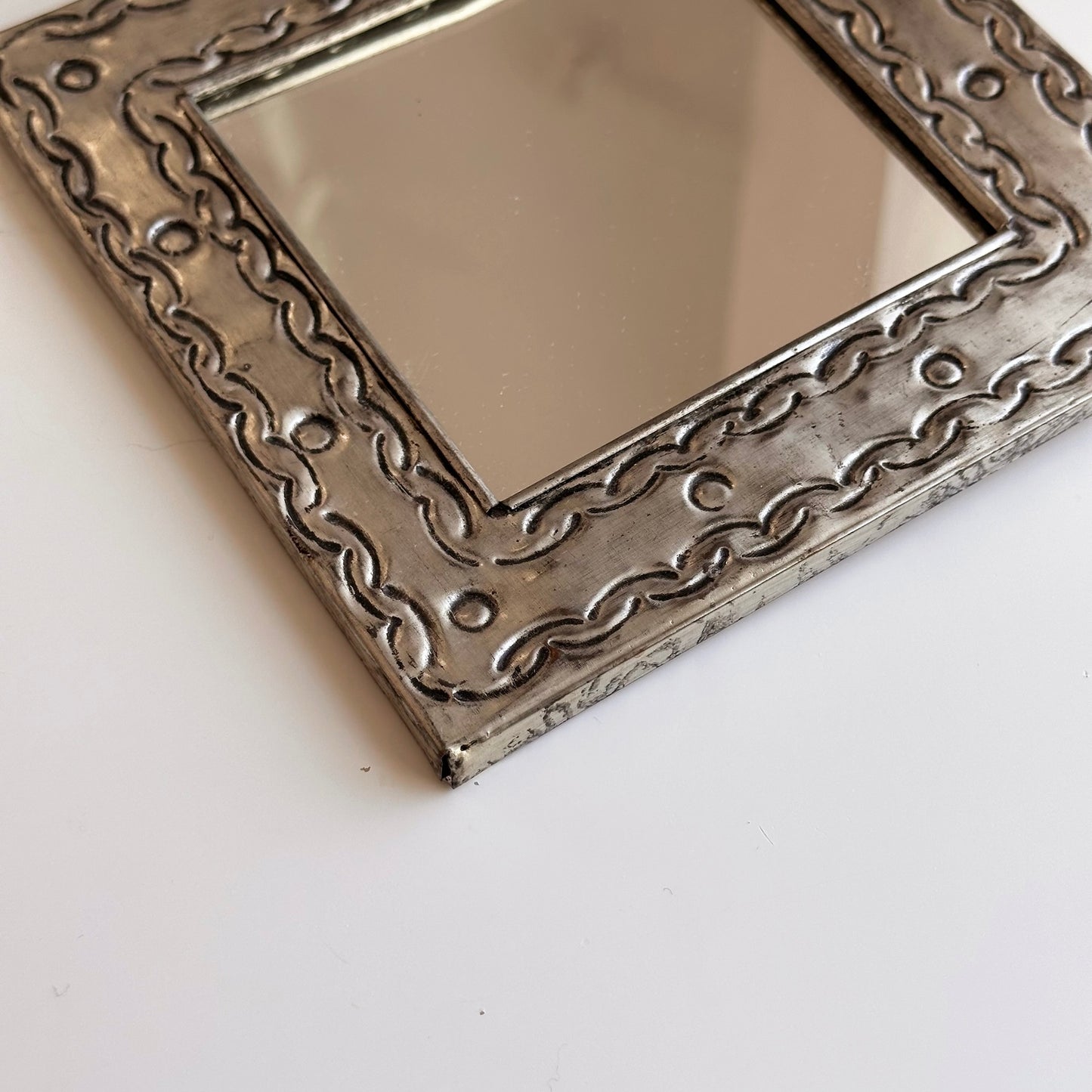 Vintage Punched Tin MIrror, Handcrafted in Mexico
