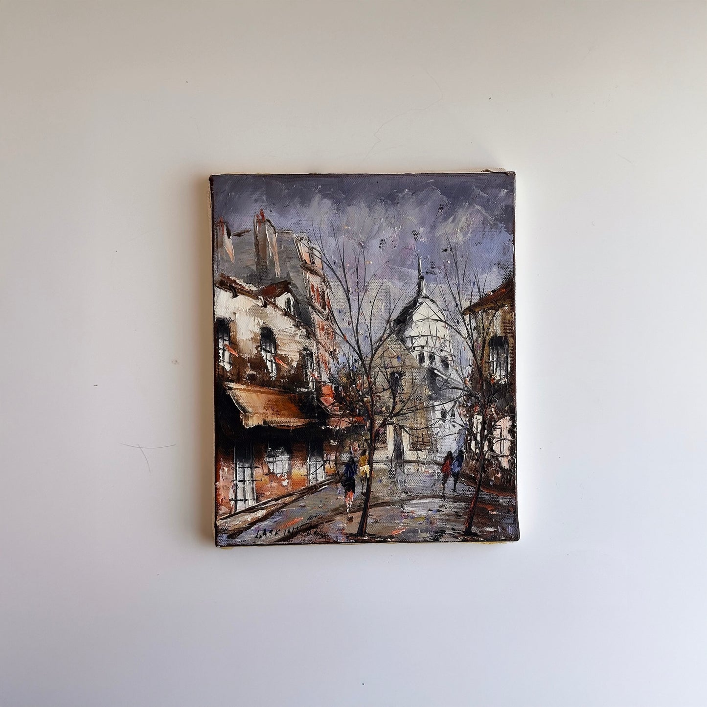 Vintage Original Paintings of Paris Street Scene, Signed