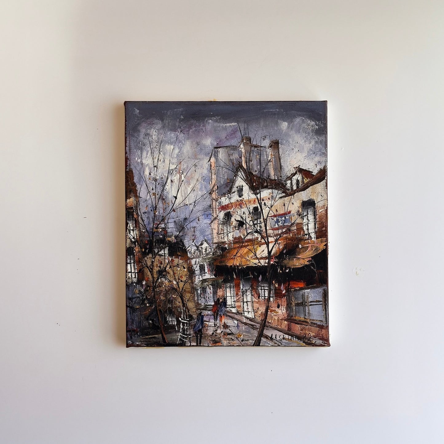 Vintage Original Paintings of Paris Street Scene, Signed