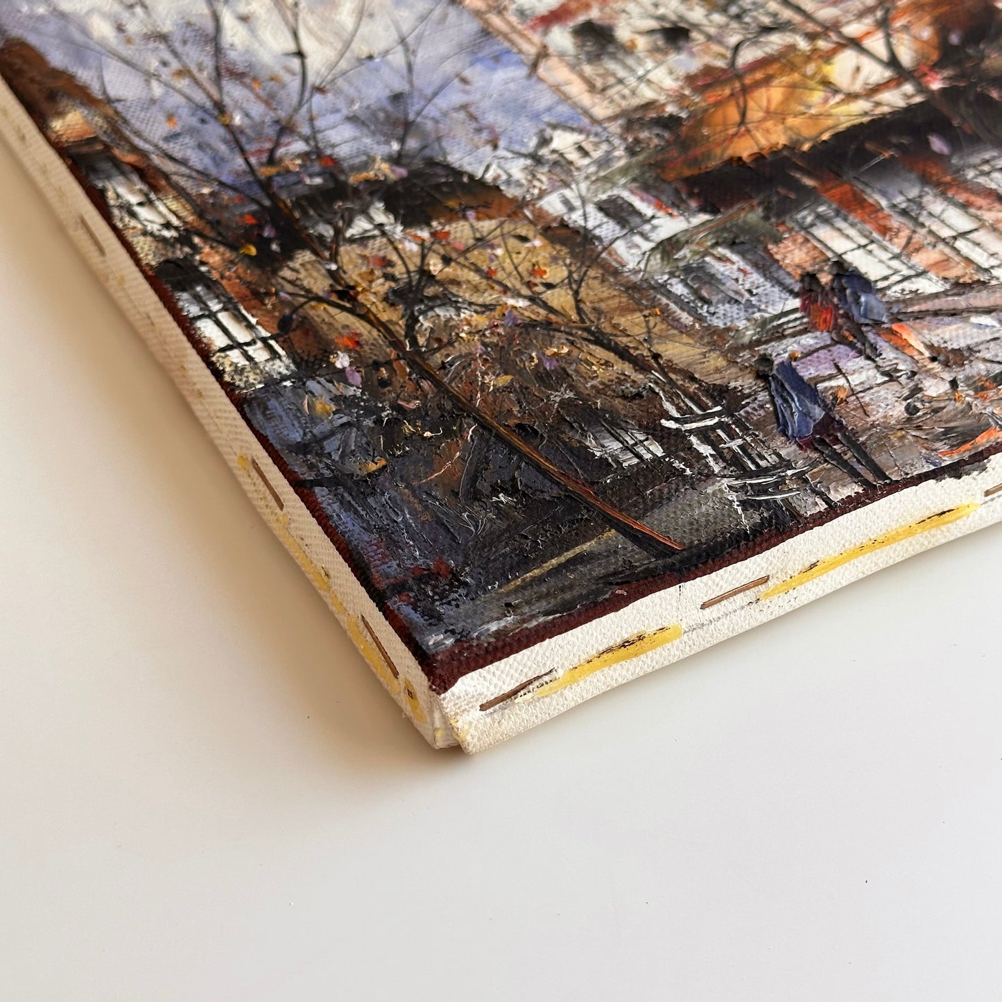 Vintage Original Paintings of Paris Street Scene, Signed