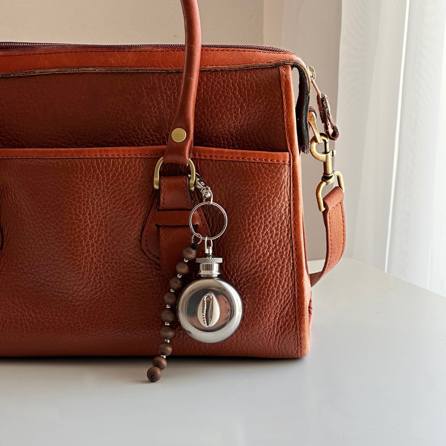 Mini Shell Flask Keychain or Bag Charm