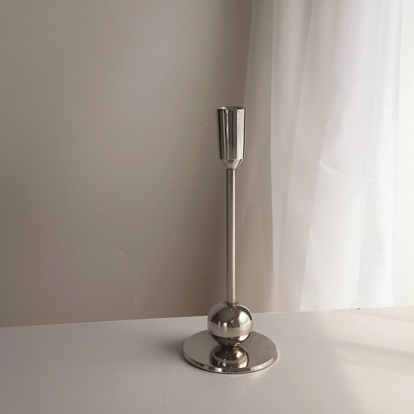 Silver Tone Sphere Candleholder