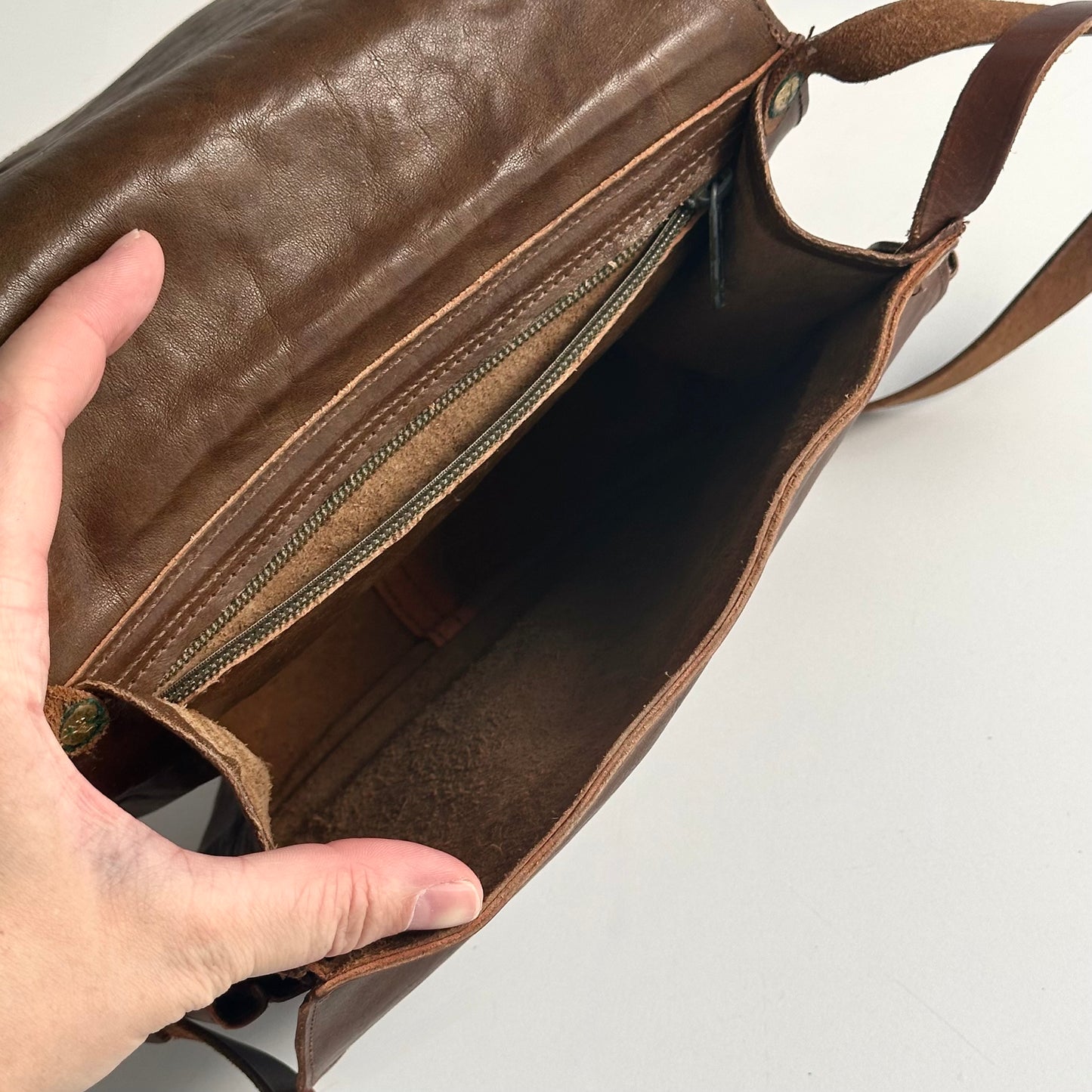 Vintage Leather Il Bisonte Crossbody Bag, Made in Italy