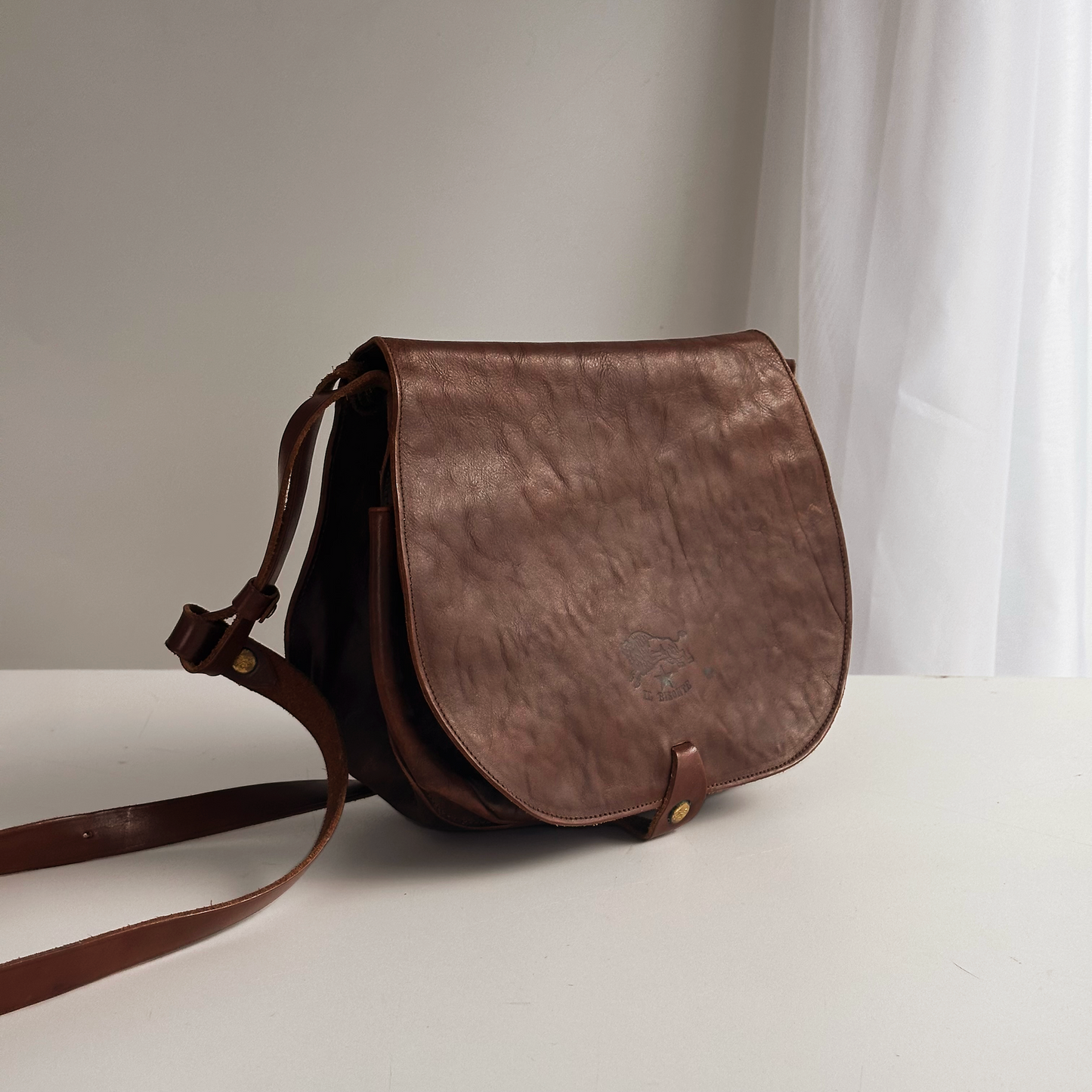 Vintage Leather Il Bisonte Crossbody Bag, Made in Italy