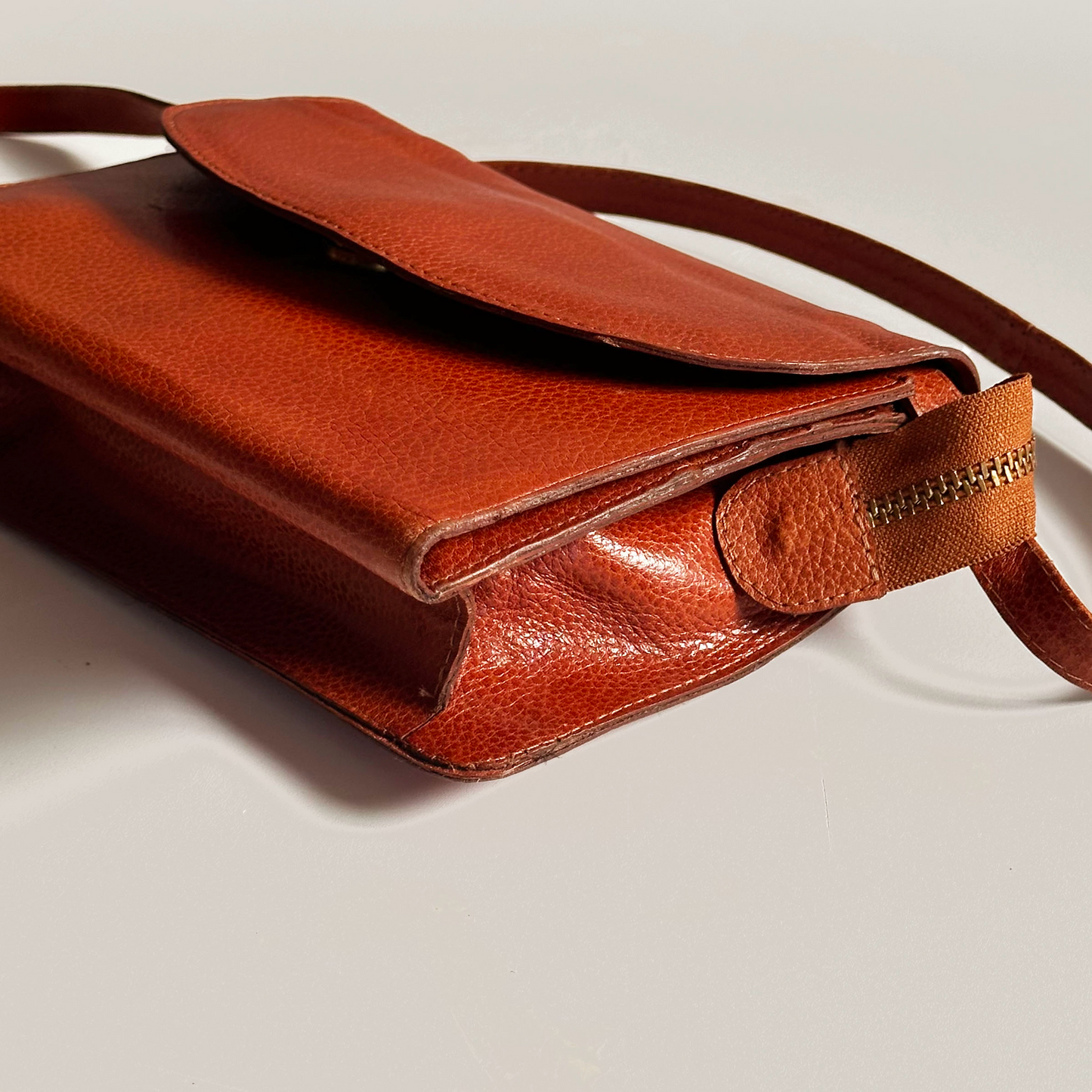 Vintage Cognac Leather Crossbody Bag