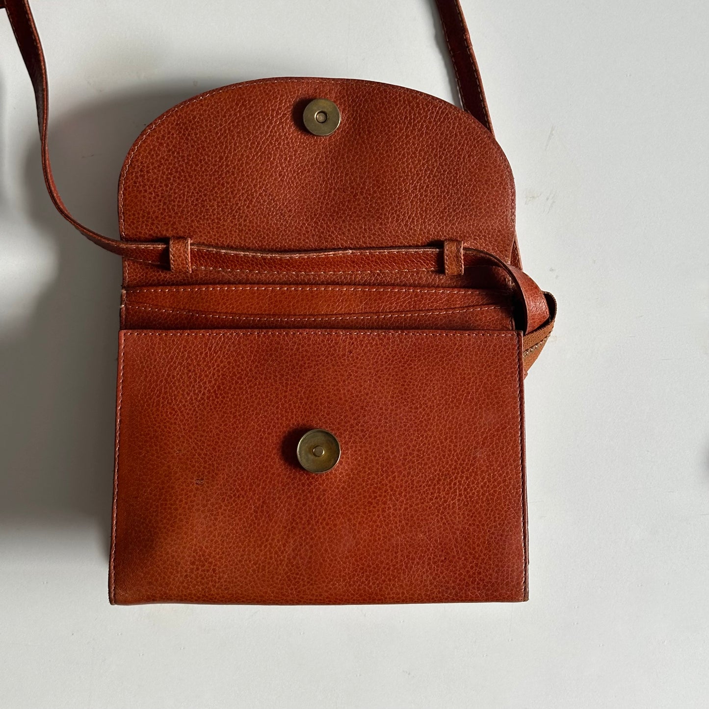 Vintage Cognac Leather Crossbody Bag
