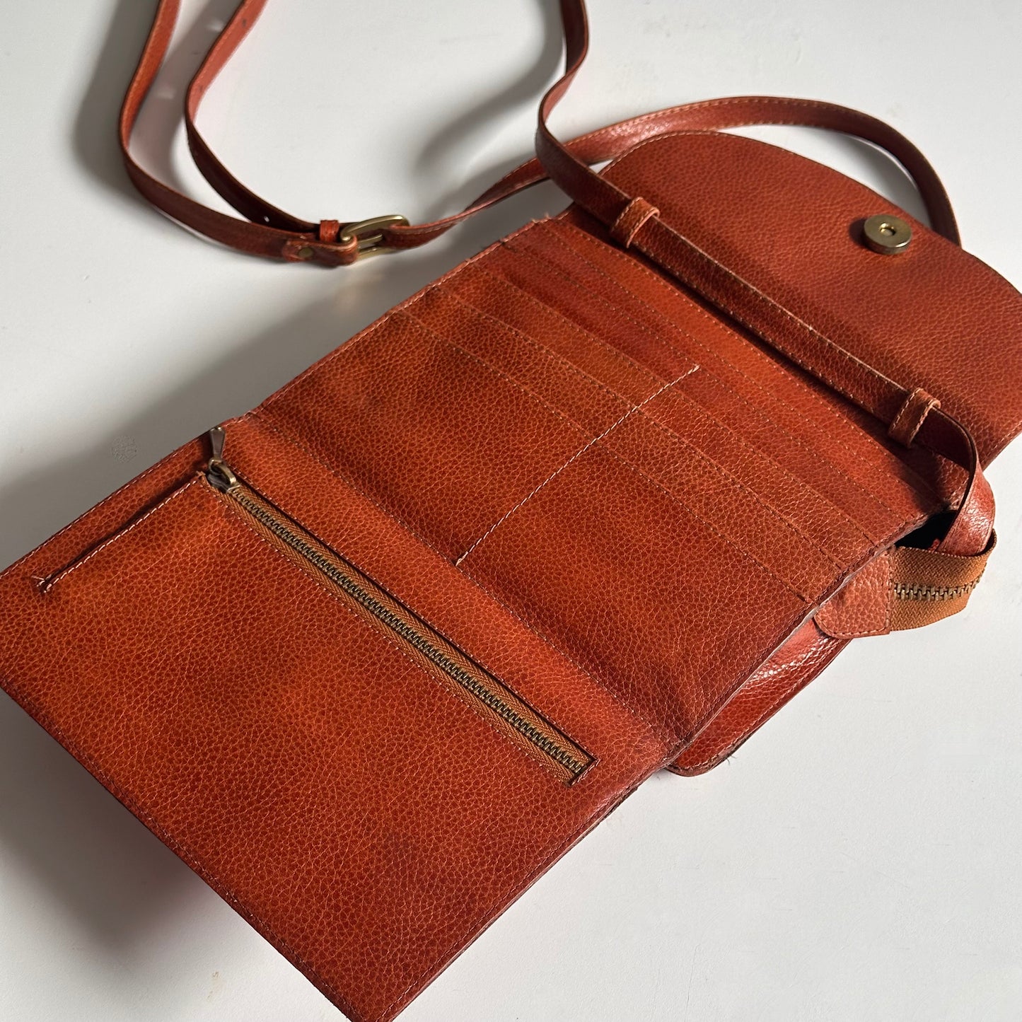 Vintage Cognac Leather Crossbody Bag