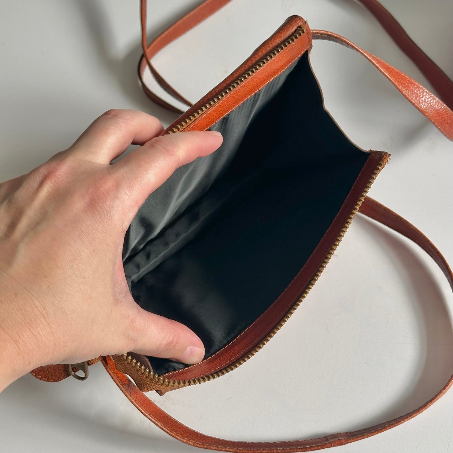 Vintage Cognac Leather Crossbody Bag