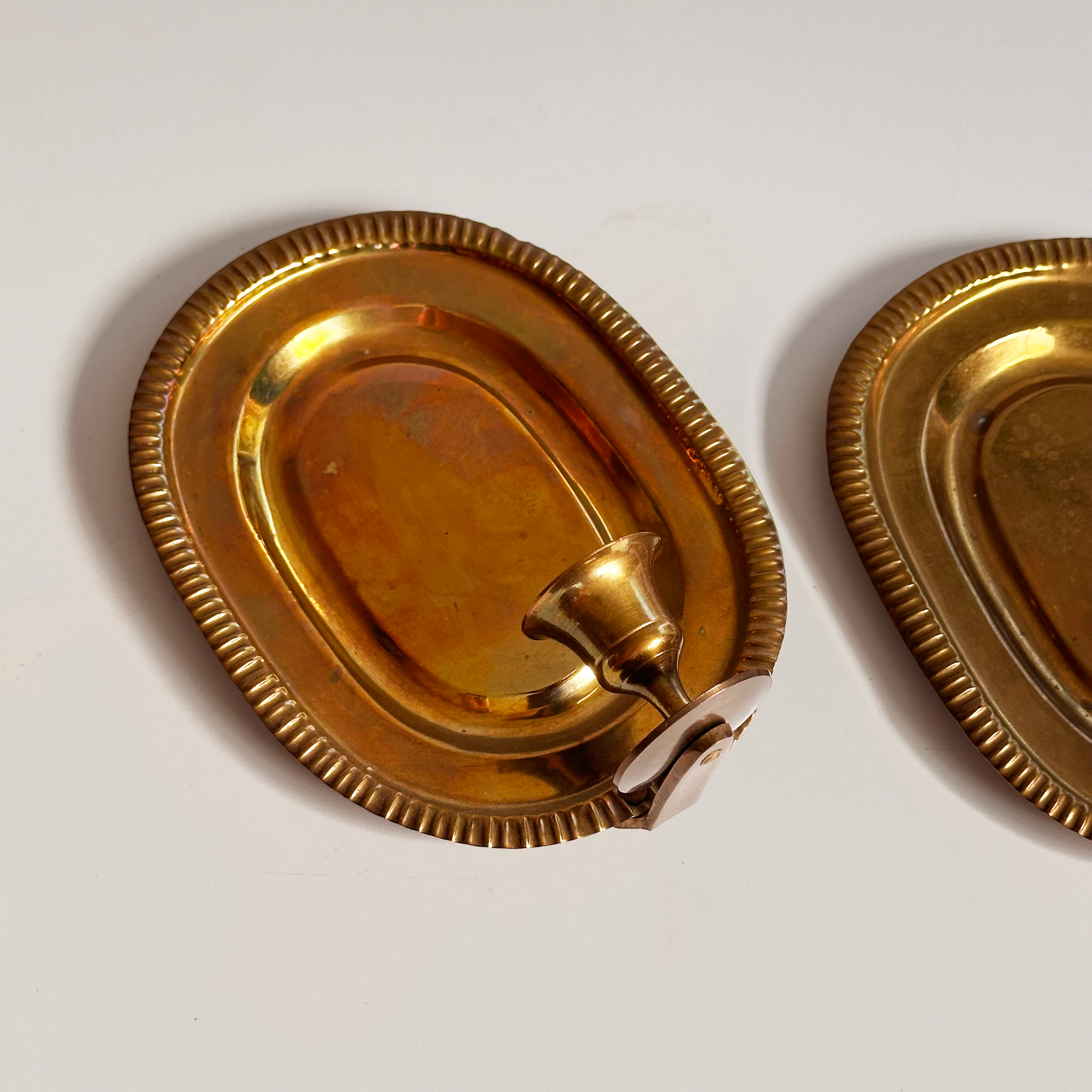 Vintage Brass Oval Candle Sconces