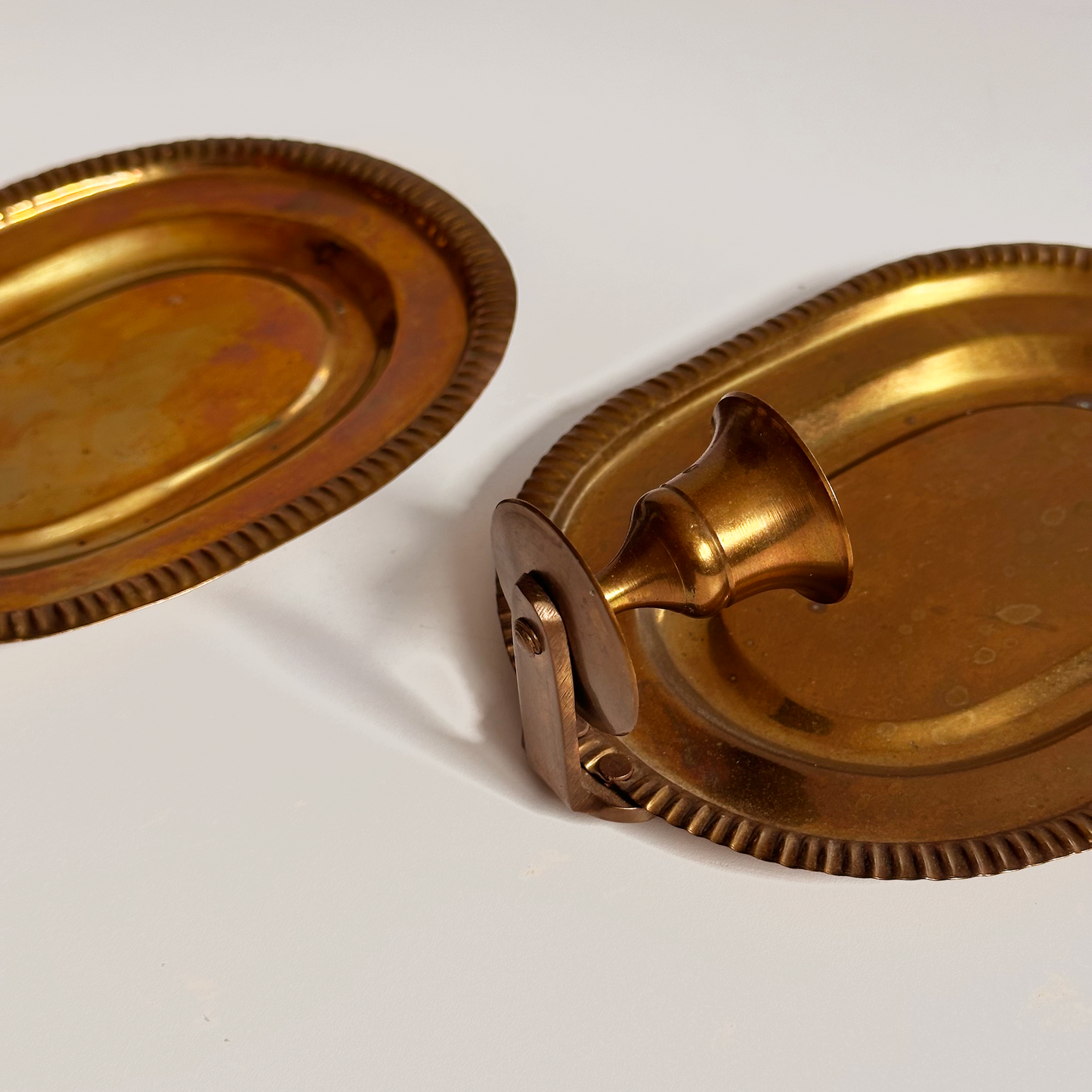 Vintage Brass Oval Candle Sconces