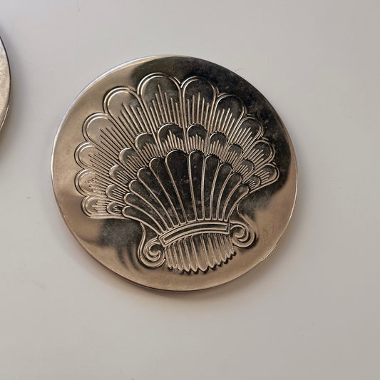 Vintage Silver Plated Shell Coasters, Set of FIve
