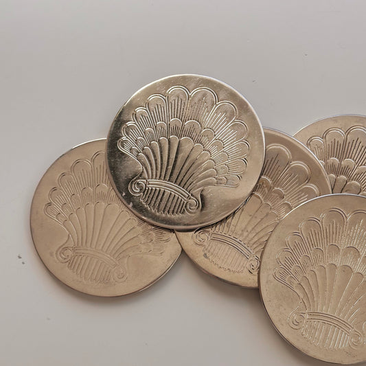 Vintage Silver Plated Shell Coasters, Set of FIve