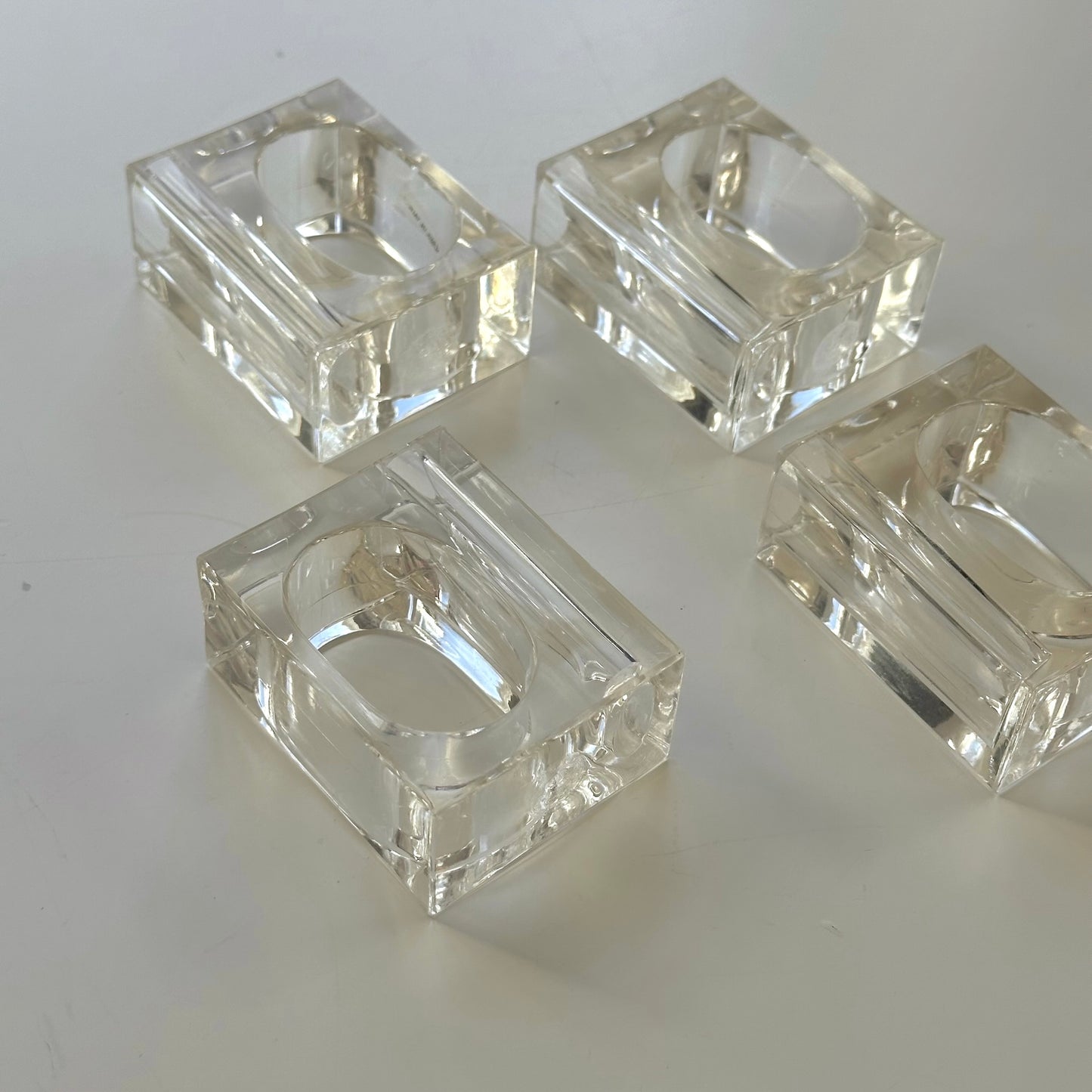 Vintage Lucite Napkin Rings, Set of Four