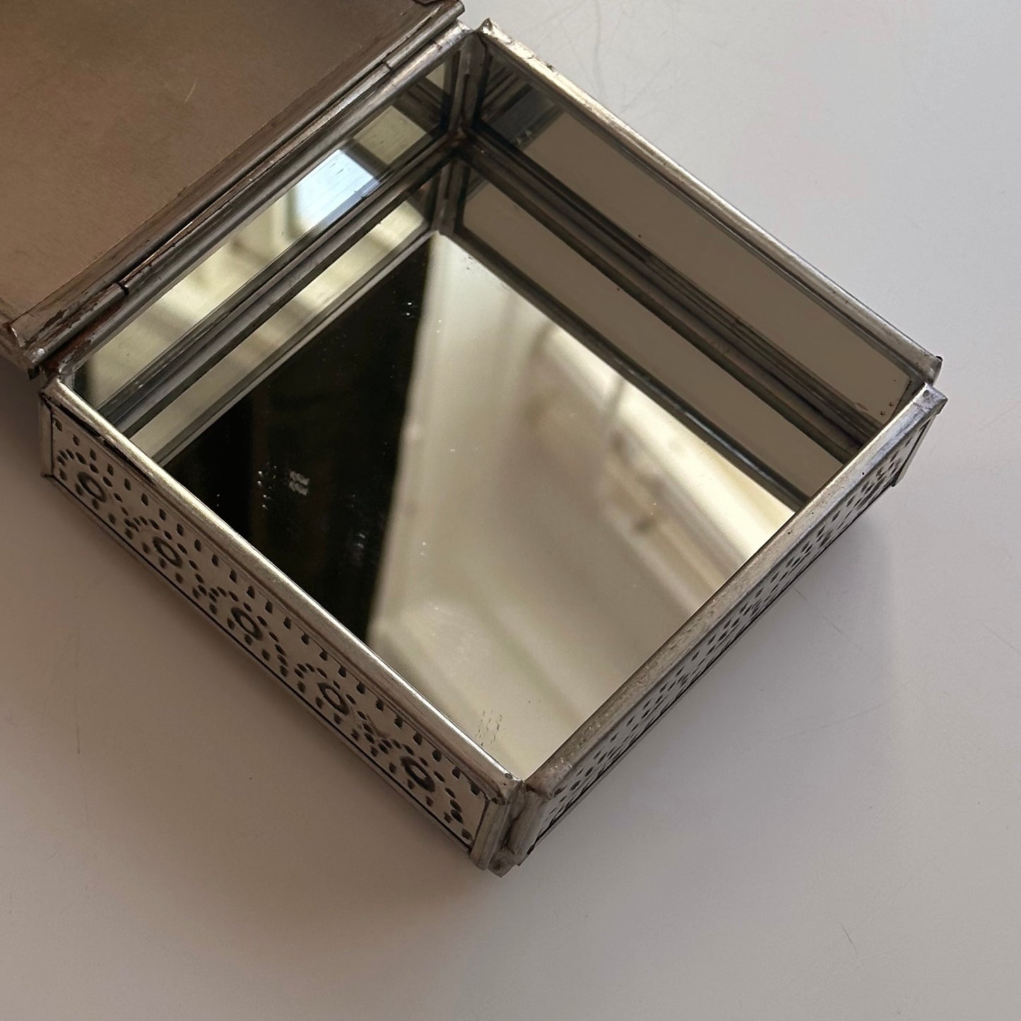 Handcrafted Punched Tin and Tile Stash Box, Made in Mexico