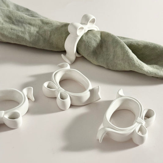 Vintage Porcelain Napkin Rings, Set of Four