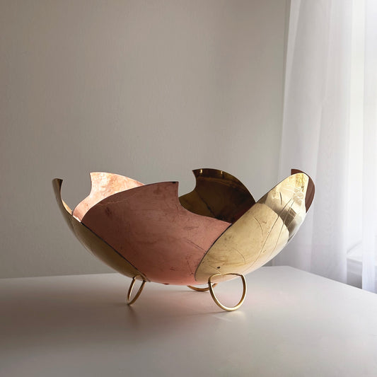 Vintage Handcrafted Brass and Copper Bowl, Made in Mexico