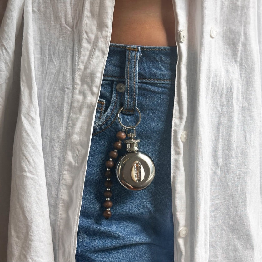 Mini Shell Flask Keychain or Bag Charm