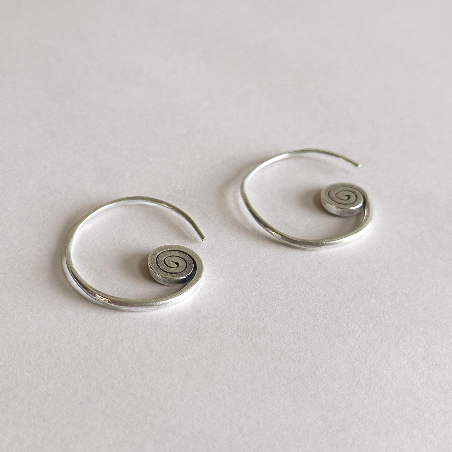 Vintage Handcrafted Sterling Silver Swirl Hoops
