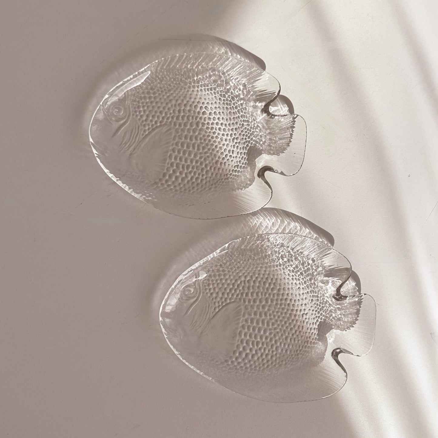 Vintage Glass Fish Dishes, Pair