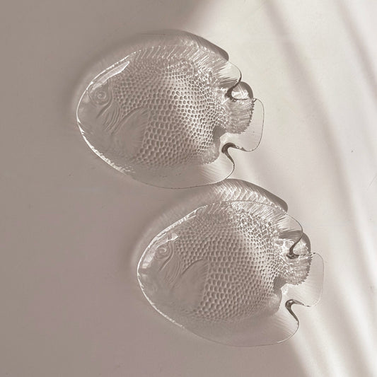 Vintage Glass Fish Dishes, Pair