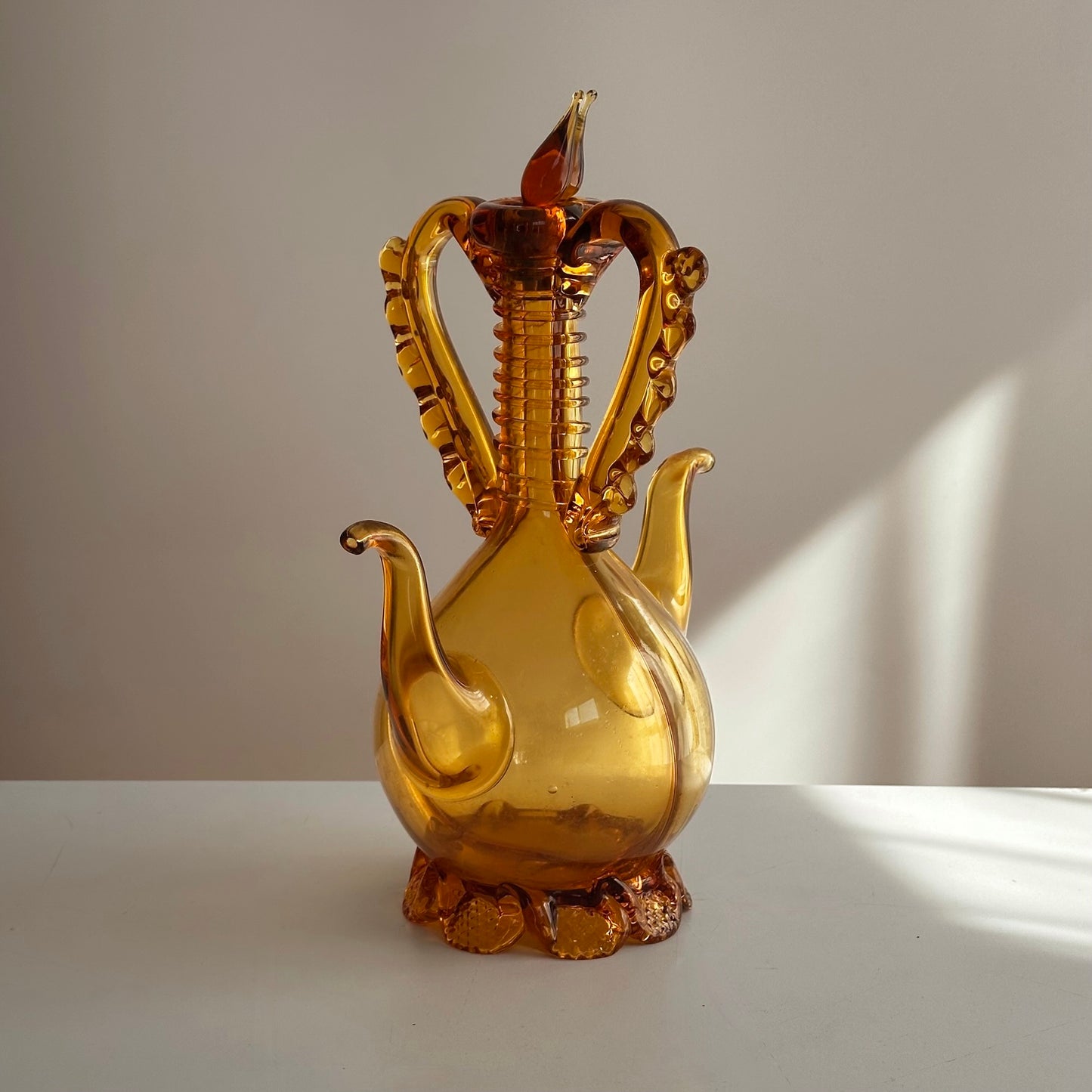 Vintage 30s Catalan Handblown Glass Dual Chamber Cruet
