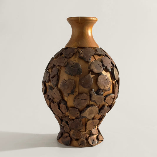 Handcrafted Wood Round Vase