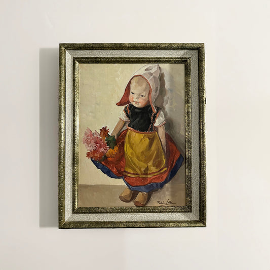 Vintage 50s Oil Painting by Lolly Feher, Girl