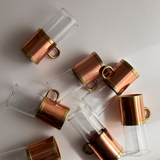 Vintage Copper and Brass Mugs, S/4
