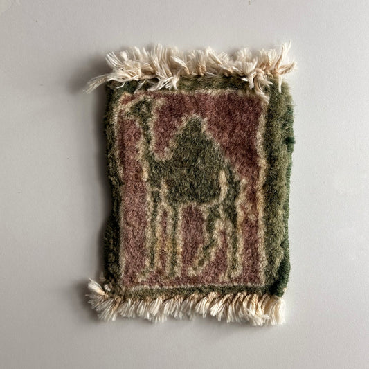 Vintage Wool Salesman Sample Rugs or Mug Rugs, Set of Three