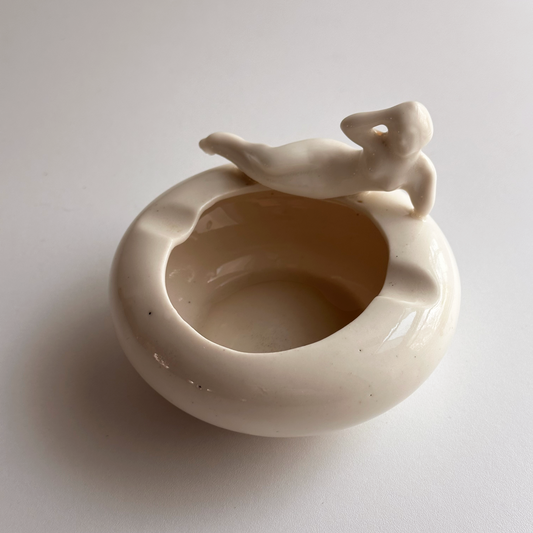 Vintage Dish with Lounging Figure